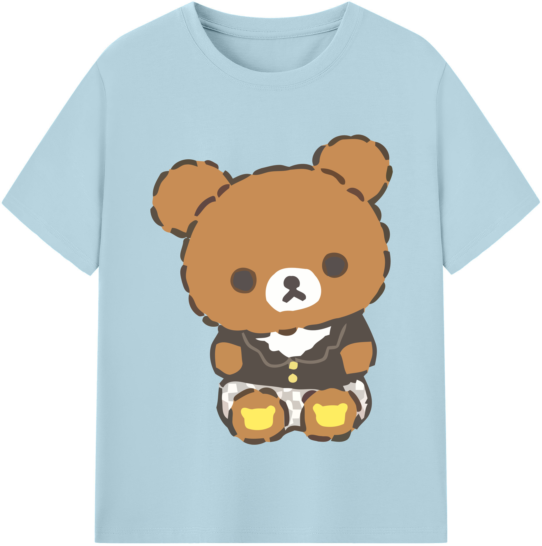 （画像用） リラックマ リラックマ キイロイトリ Rilakkuma Korilakkuma Kiiroitori 綿100％半袖Tシャツ（フロントプリント）